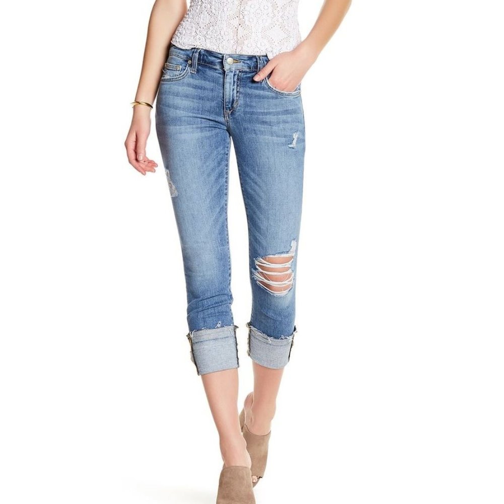 Joe's Jeans Cuff Crop Distressed Jean sz 28 NWT